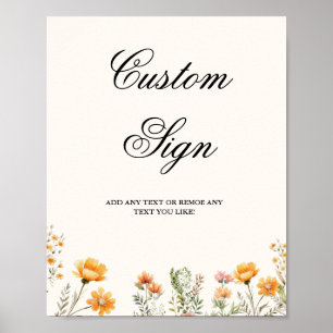Elegant Watercolor Wildbloms möhippa Sign Poster