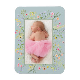 Elegant Watercolor Wildbloms Ram Photo Magnet