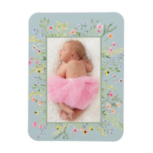 Elegant Watercolor Wildbloms Ram Photo Magnet