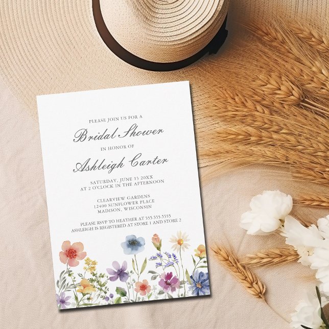 Elegant Watercolor Wildflower Spring Bridal Shower Inbjudningar (Skapare uppladdad)