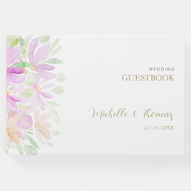 Elegant Watercolor Wildwers Art Gästböcker (Framsida)