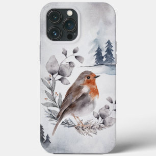 Elegant Watercolor Winter American Robin