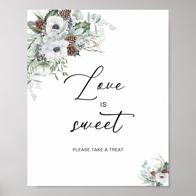 Elegant Watercolor Winter Anemones-blommor, möhipp Poster (Framsidan)