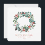 Elegant Watercolor Winter Berry Greenery Wandan Julkort<br><div class="desc">Vinterbergens gröna andetag i elegant,  helgdag kort. Funktioner,  festiv rustik röd text och samordning av starkt stöd för röd färg.</div>