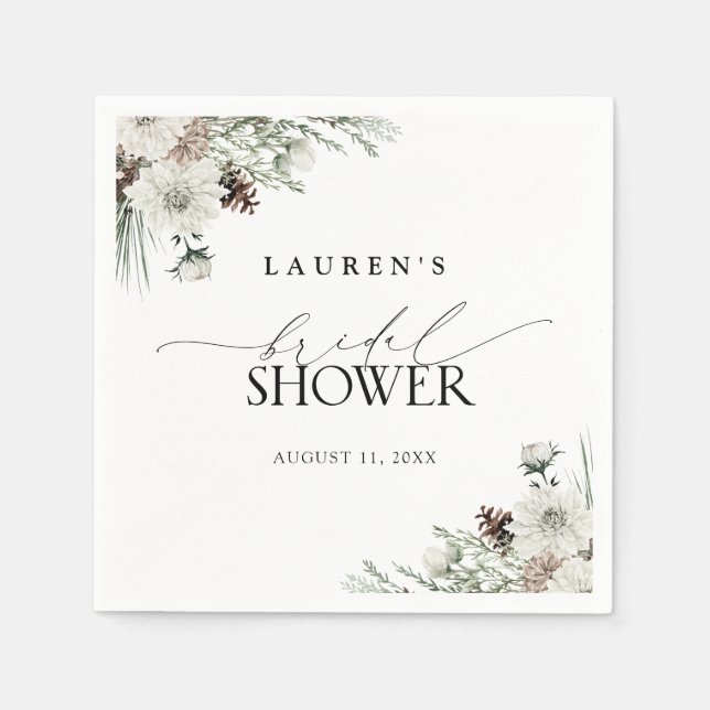 Elegant Watercolor Winter Boho Möhippa Pappersservett (Framsidan)