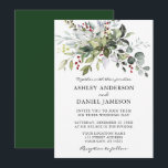 Elegant Watercolor Winter Greenery Bröllop Inbjudningar<br><div class="desc">Modern Elegant Watercolor Botanical Grey Wedding Card omfattar hullbär,  eukalyptus löv,  grönt botaniskt löv,  dammiga blå löv och andra vackra botaniska grejer. Grönt tillbaka.</div>