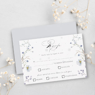 Elegant Watercolor Winter Wildblommor Bröllop OSA Kort