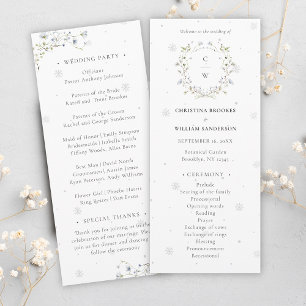 Elegant Watercolor Winter Wildblommor Bröllop Program