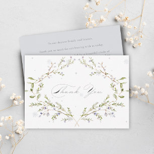 Elegant Watercolor Winter Wildblommor Bröllop Tack Kort