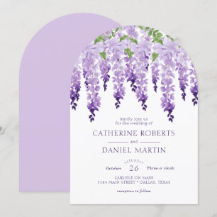 Elegant Watercolor Wisteria Blommigt Bröllop Inbjudningar