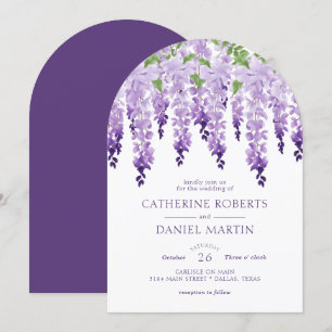 Elegant Watercolor Wisteria Blommigt Bröllop Inbjudningar