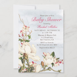 Elegant Watercolor Woodland Blommigt Baby Shower Inbjudningar
