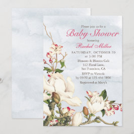 Elegant Watercolor Woodland Blommigt Baby Shower Inbjudningar