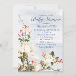 Elegant Watercolor Woodland Blommigt Baby Shower Inbjudningar