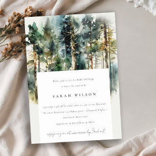Elegant Watercolor Woodland Forest Baby Shower Inbjudningar