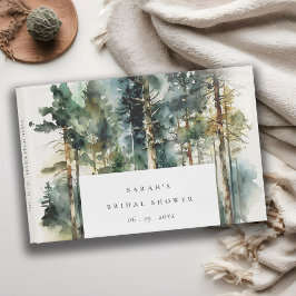 Elegant Watercolor Woodland Forest Möhippa Gästböcker