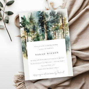 Elegant Watercolor Woodland Forest Möhippa Inbjudningar