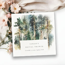 Elegant Watercolor Woodland Forest Möhippa Pappersservett