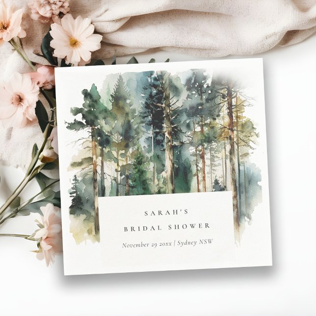Elegant Watercolor Woodland Forest Möhippa Pappersservett (Skapare uppladdad)