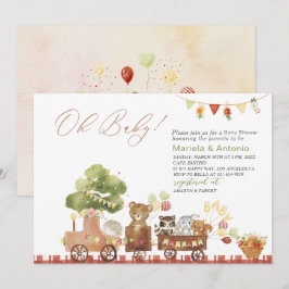 Elegant Watercolor Woodland party Baby Shower Inbjudningar