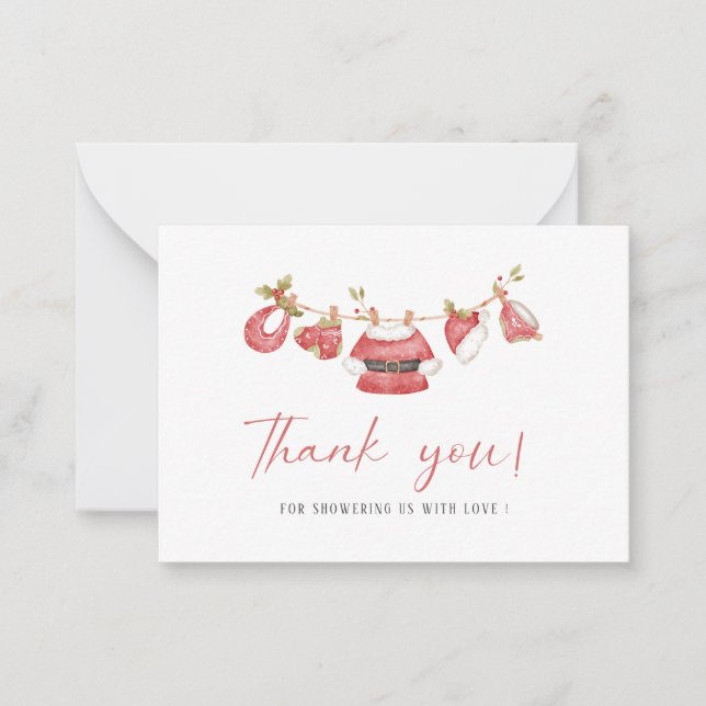 Elegant WatercolorLiten tomte baby  Barnkalas Anteckningskort (Framsida)