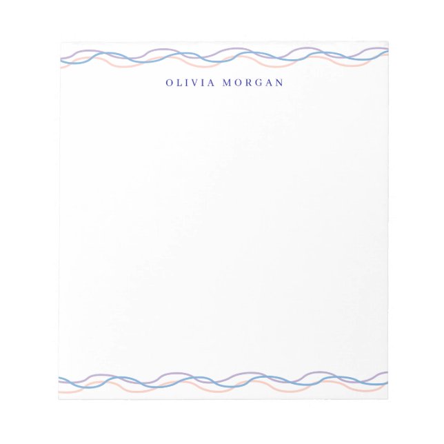 Elegant wavy border soft pastel tones anteckningsblock (Framsida)