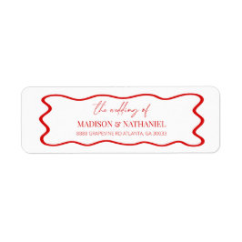 Elegant Wavy Border Wedding Return Address Returadress Etikett