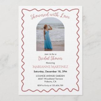 Elegant Wavy Frame Bridal Shower Photo Invitation Inbjudningar