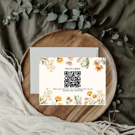 Elegant Weadow Wildblomma Bröllop Qr Code Bröllop Tilläggskort