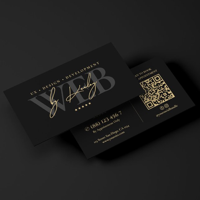 Elegant webb UI UX-designer App-utvecklare Svart Visitkort (Elegant Web UI UX Designer App Developer Black Business Card
)