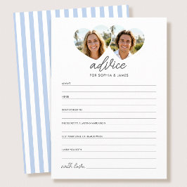 Elegant Wedding Advice & Wishes Cards Photo Blue Rådkort