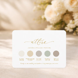Elegant Wedding Attire Color Palette Card Inbjudningar