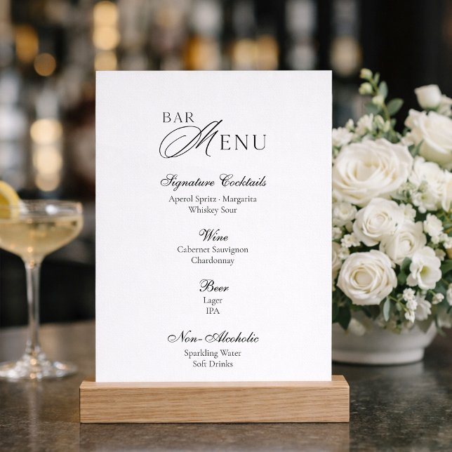 Elegant Wedding Bar Menu Sign Inbjudningar (Skapare uppladdad)