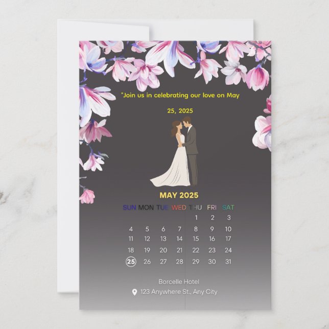 Elegant Wedding Calendar Invitation Inbjudningar (Framsida)