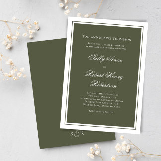 Elegant Wedding Calligraphy Green Script Inbjudningar