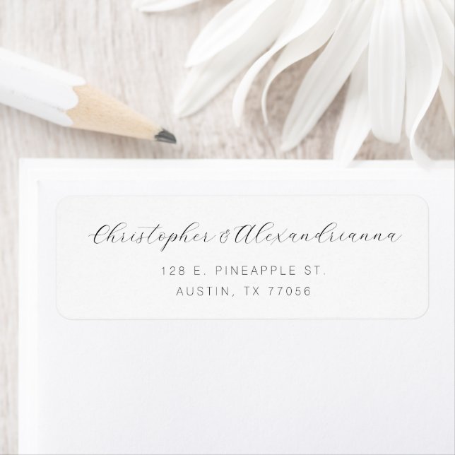 Elegant Wedding Calligraphy Modern Couple Name Returadress Etikett (Insitu)