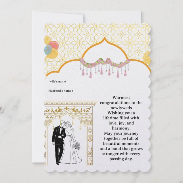 Elegant Wedding Card – Bride & Groom Under Golden  (Framsida)