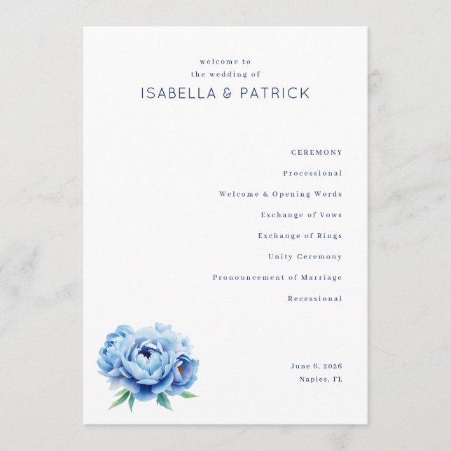 Elegant Wedding Ceremony Program (Framsida)