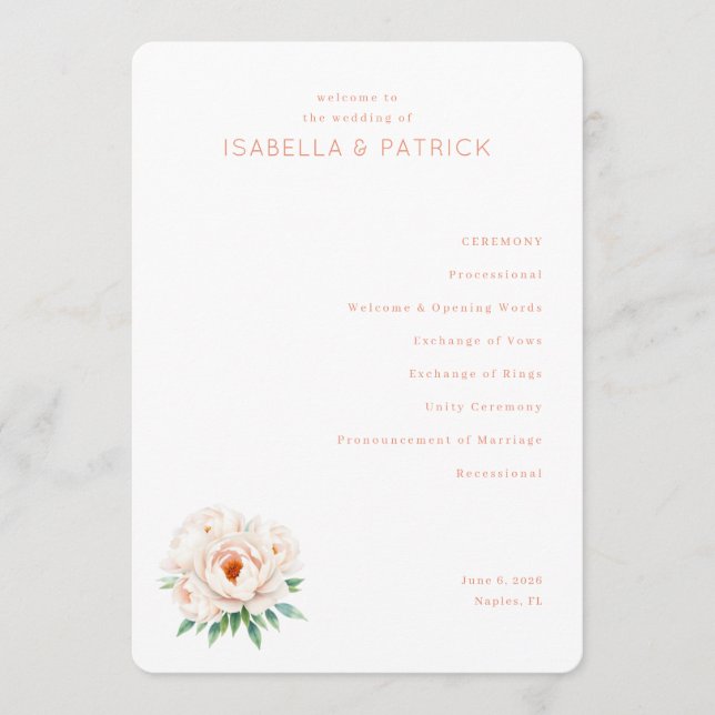 Elegant Wedding Ceremony Program (Framsida)