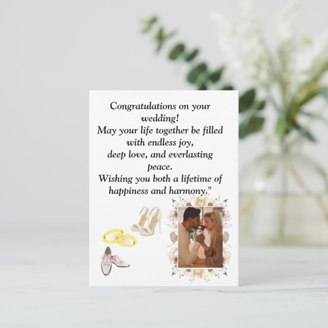 Elegant Wedding Congratulations Card | Romantic Fl Vykort (Stående Fram)