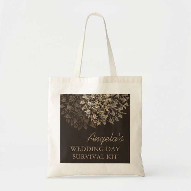 Elegant Wedding Day Survival Kit Bag Tygkasse (Framsidan)
