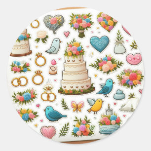 Elegant Wedding-dekalpaket" Runt Klistermärke