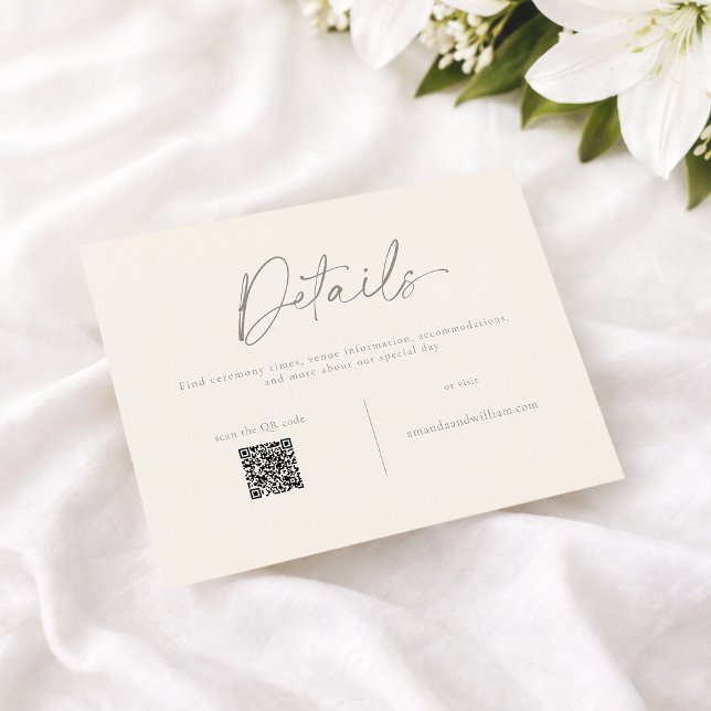 Elegant Wedding Details Card with QR Code Inbjudningar (Skapare uppladdad)