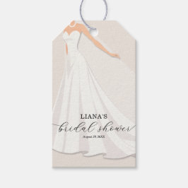 Elegant Wedding Dress Bridal Shower Favor Presentetikett