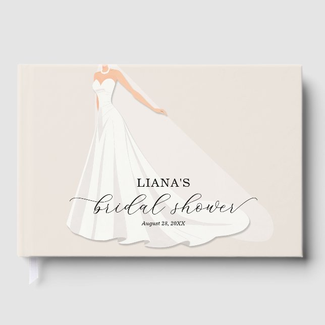 Elegant Wedding Dress Bridal Shower Guest Book Gästböcker (Framsida)