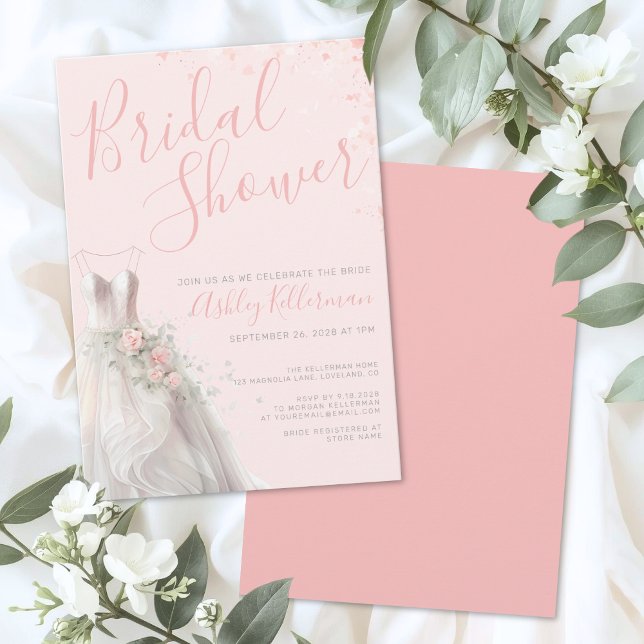 Elegant Wedding Dress Bridal Shower Inbjudningar (Elegant Wedding Dress Bridal Shower Invitation )