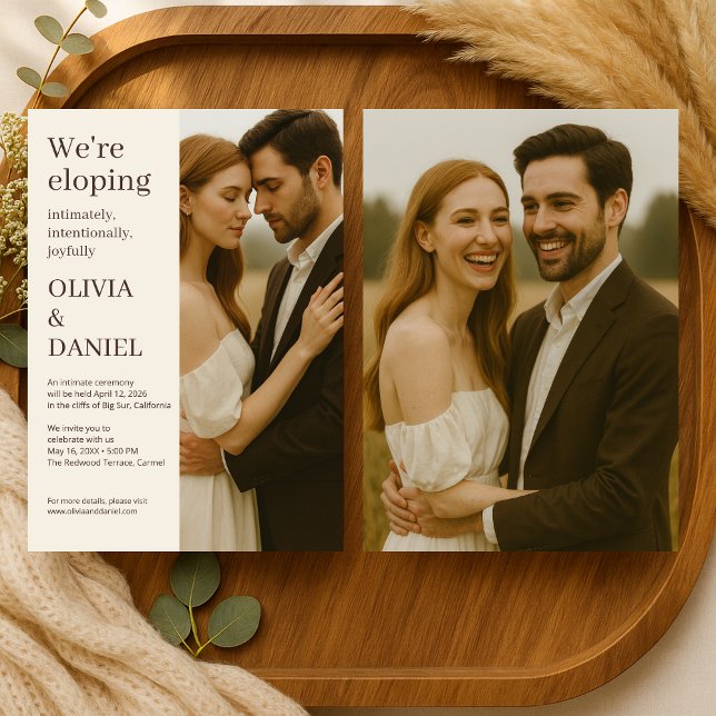 Elegant Wedding Elopement Minimalist Photo  Inbjudningar (Skapare uppladdad)