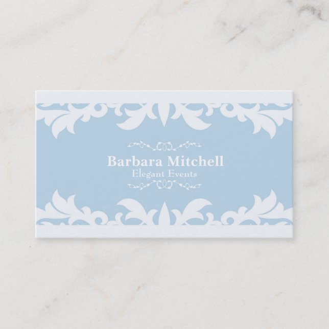 Elegant Wedding Events Blå Chic Namn Kort (Framsida)