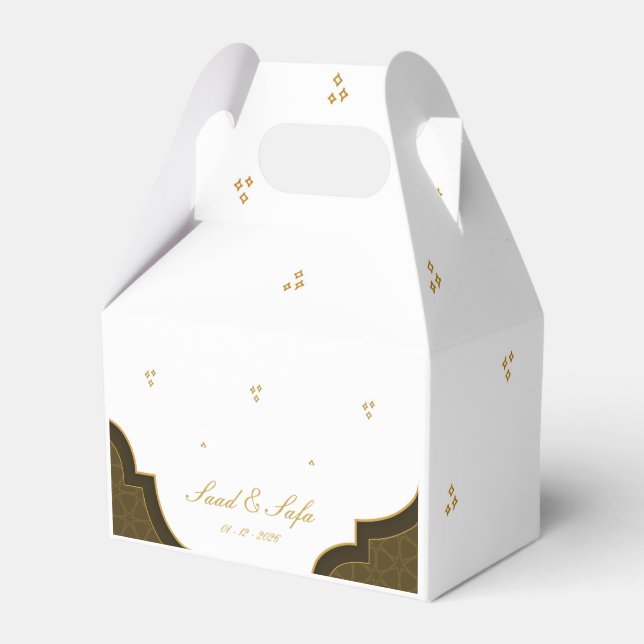 Elegant wedding favor boxes editable presentaskar (Framsidan Sidan)