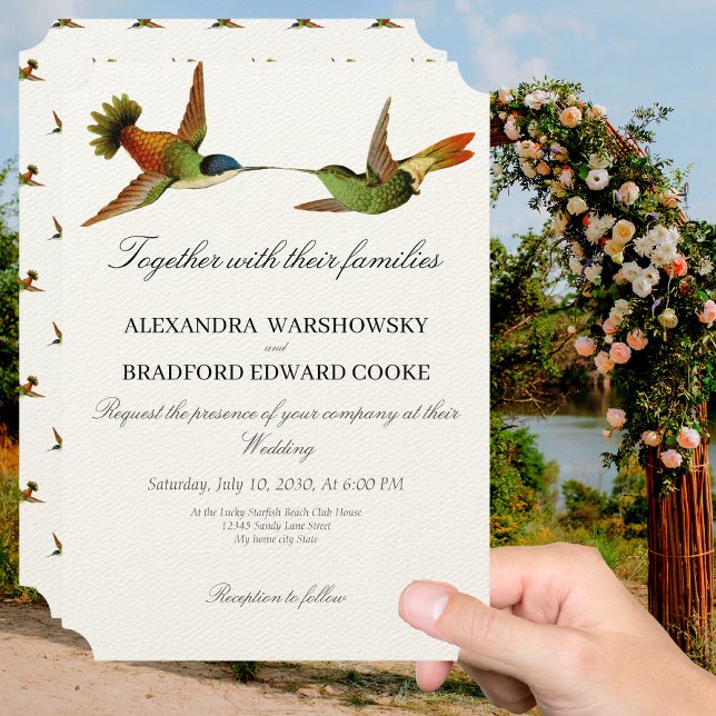 Elegant Wedding Hummingbird  wedding invitation Inbjudningar (Skapare uppladdad)